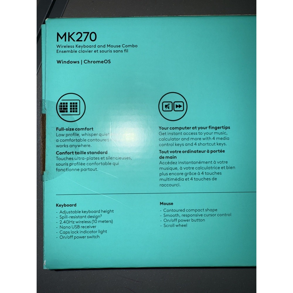 Logitech MK270 Wireless Keyboard Mouse Comb 2.4GHz USB Receiver Windows ChromeOS - Picture 3 of 7